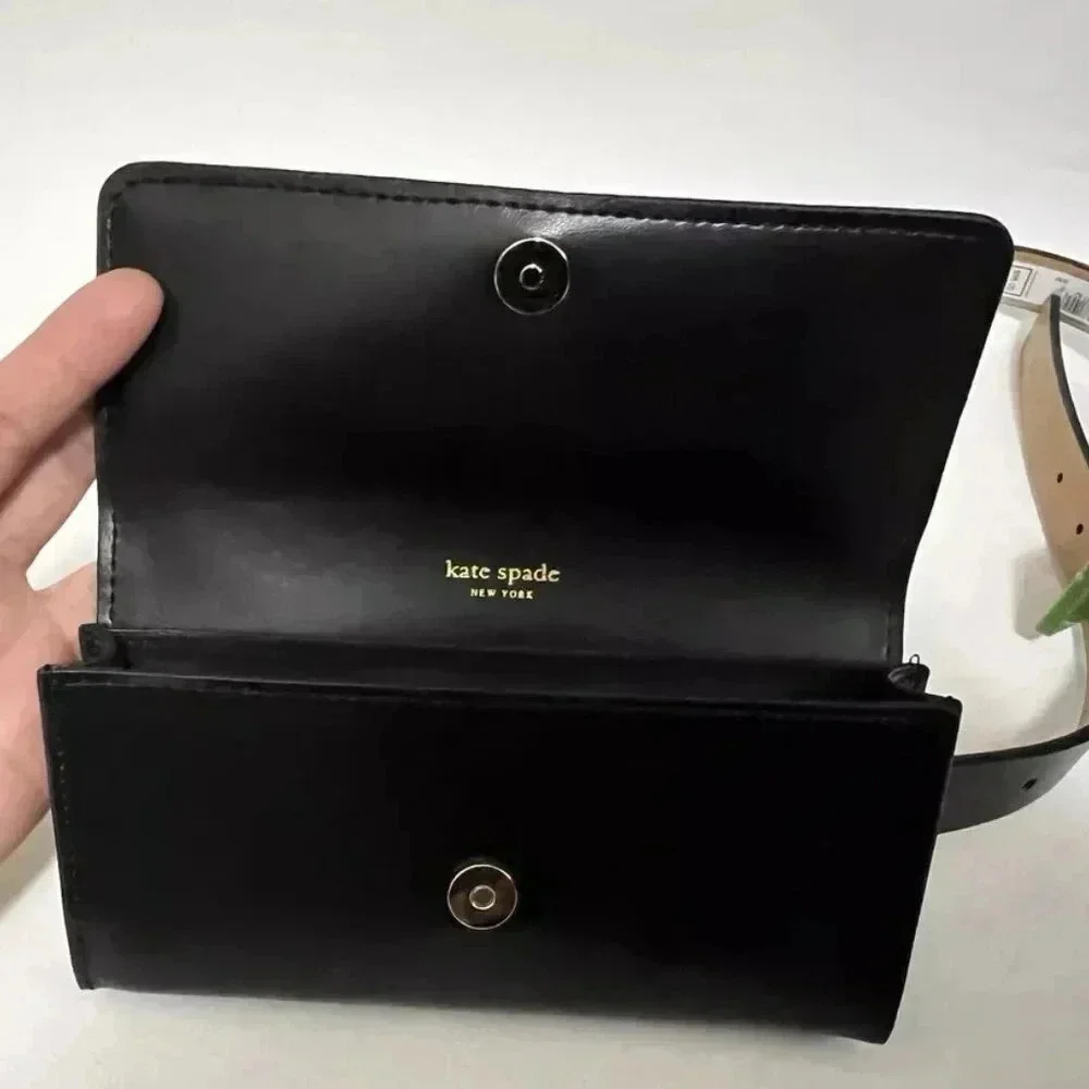 NEW Kate Spade NEW YORK S/M Black Leather Travel Everyday Belt Bag Fanny Pack